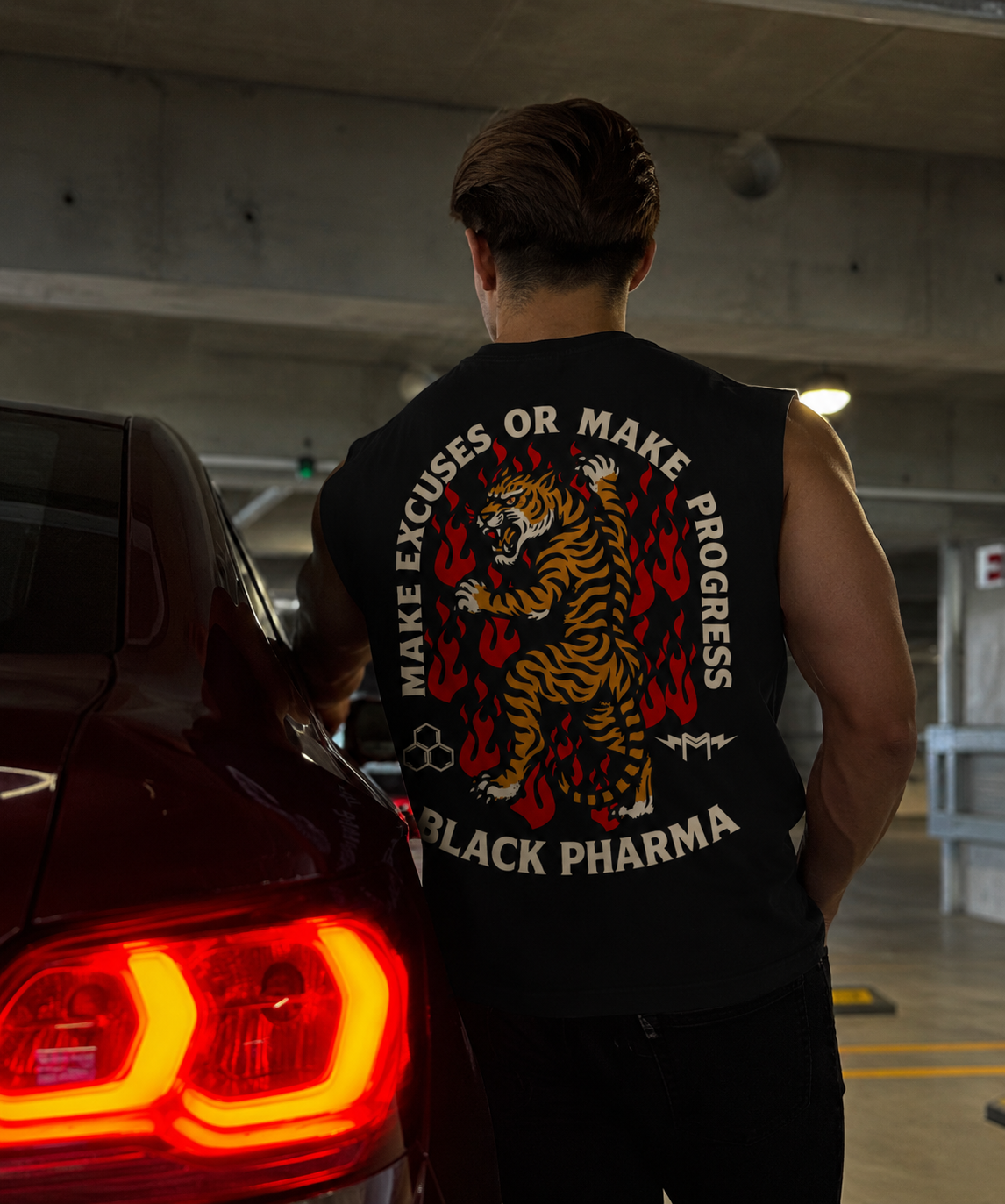 PLAYERA MUSCLE FREAKS TIGUER BLACK PHARMA