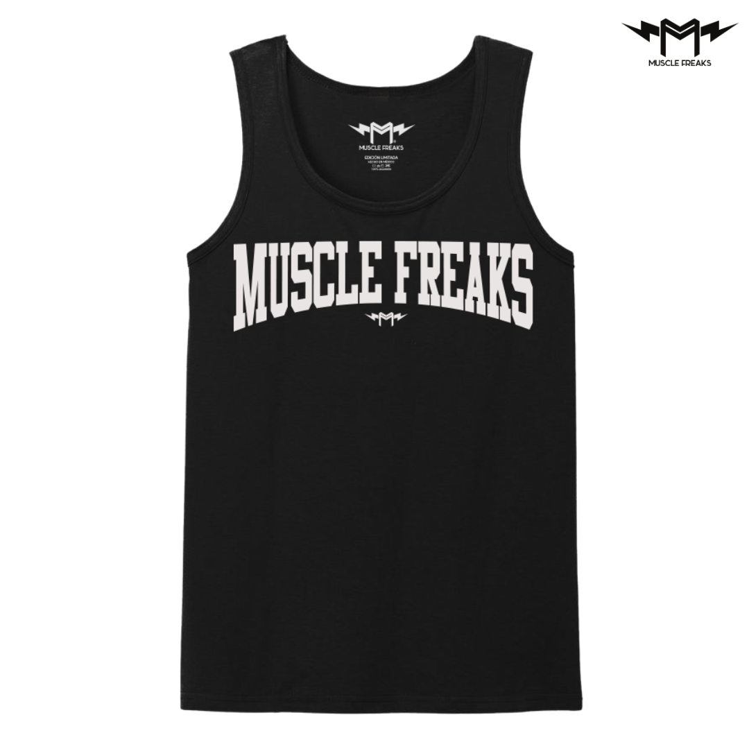 PLAYERA DE TIRANTES MUSCLE FREAKS NEGRA