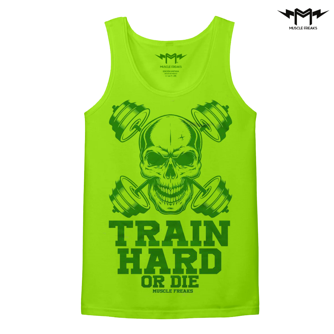 PLAYERA DE TIRANTES MUSCLE FREAKS SKULL TRAIN HARD
