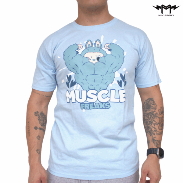 PLAYERA MUSCLE FREAKS LABUBU MONSTER BLUE