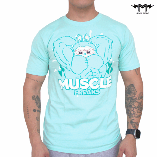 PLAYERA MUSCLE FREAKS LABUBU MONSTER BLUE
